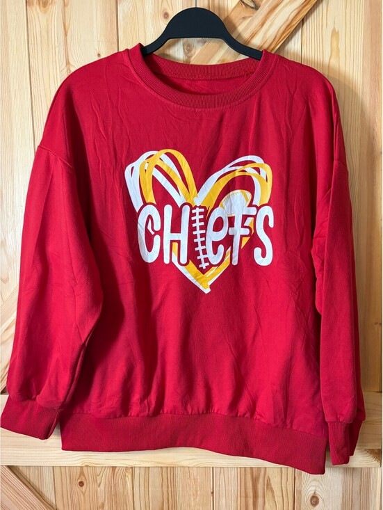 Tops - Red Chiefs Sweatshirt with Heart Logo, Size Large